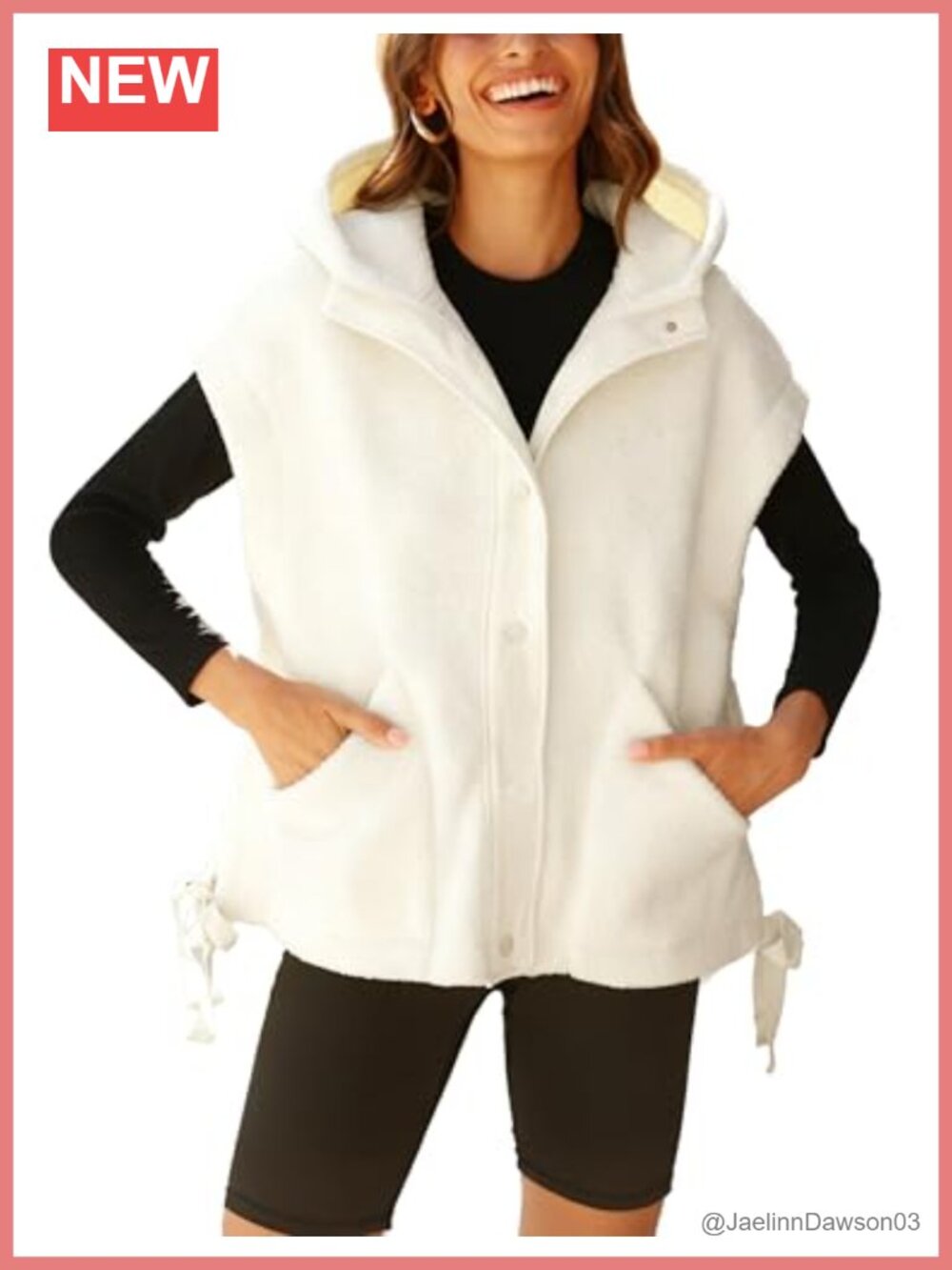 Sherpa Fleece Hooded Vest Oversized Casual Sleeveless Jacket
